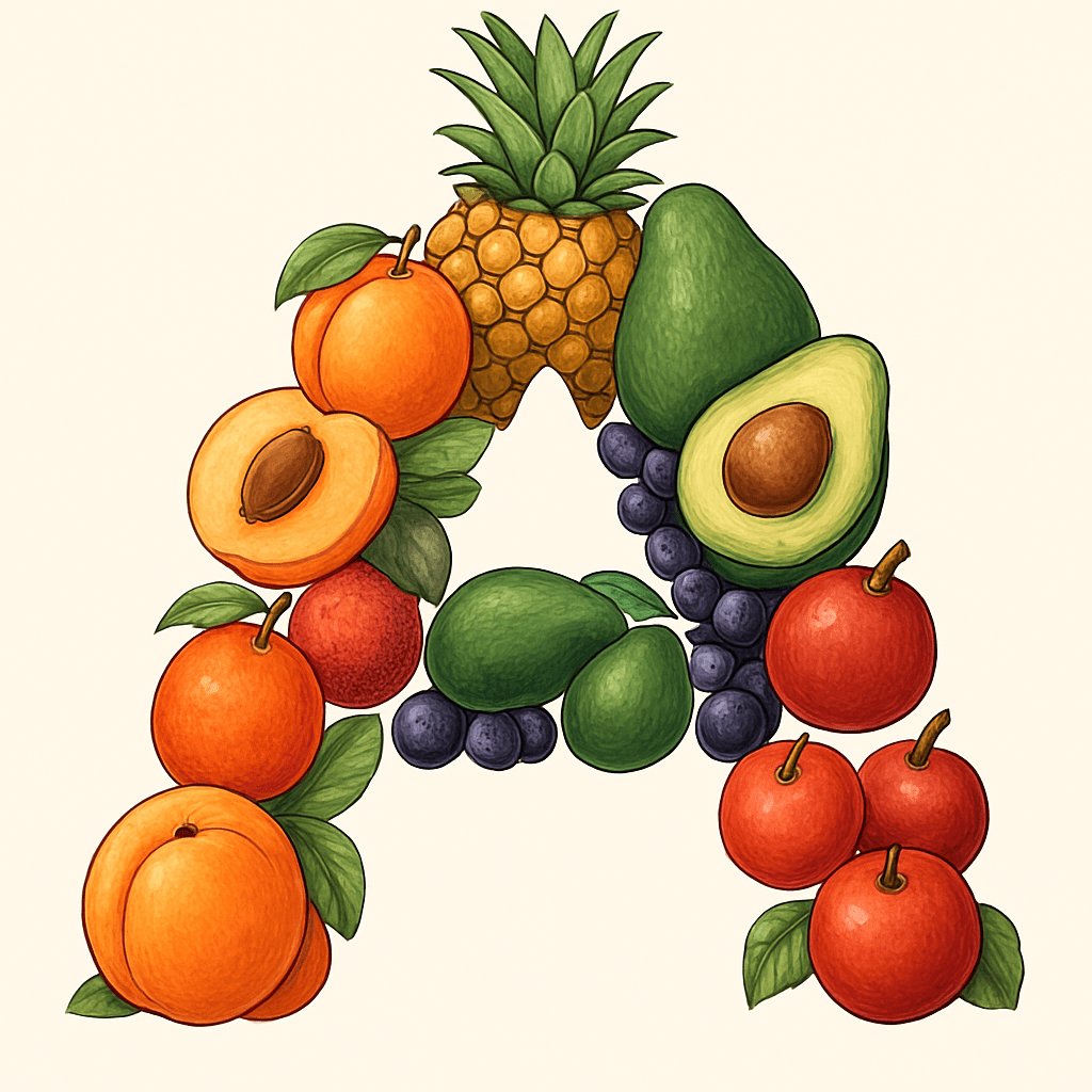 LETTRE DE FRUITS EN A